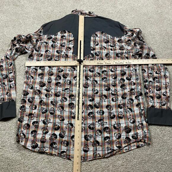 Rock Roll N Soul Shirt Mens L Skulls AOP Lightweight Western Grunge Y2K Biker - Picture 5 of 8